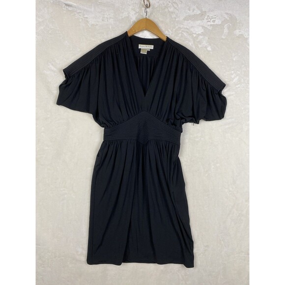 Vintage 90's Morgan McFeeters Dress Womens 6 Black Pleated Jersey Office Career - Picture 6 of 14